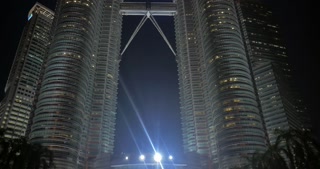 Tops Of Petronas Twin Towers Panning Shot Dark Tree Crowns Stock Video Footage Storyblocks Video