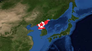 North Korea from space with Flag - zoom North Korea, officially the ...