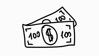 dollar bill icon cartoon illustration hand drawn animation transparent