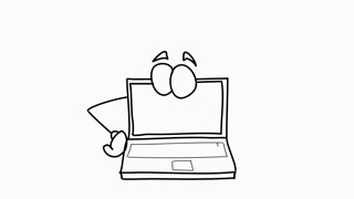 laptop pointing up mouth cartoon illustration handrawn animation ...