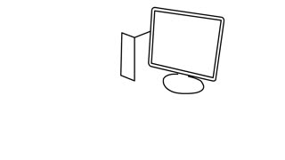 Chat On Desktop Computer Line Drawing Illustration Animation With